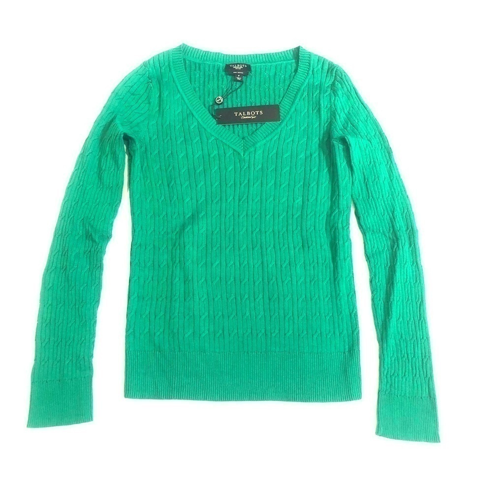 NWT Talbots V Neck Long Sleeve Sweater Petite